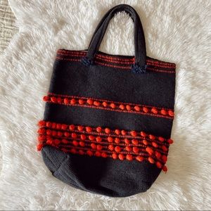 Hand Crafted Black and Red Tote Bag